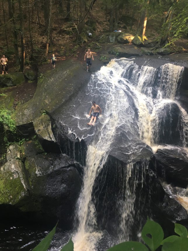 Waterfall rock slide